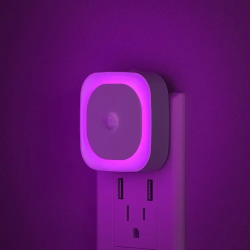 Vista 13 de YUNLEX Paquete de 2 luces nocturnas enchufables con sensor de movimiento y sensor de atardecer a amanecer, 3 modos de sensor, luces nocturnas azules