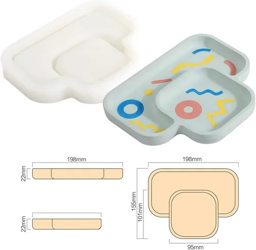 Vista 2 de Bandeja de hormigón Molde de silicona Herramienta decorativa creativa para el hogar para frutas Snack Plate Almacenamiento de joyas Pulsera SH0692