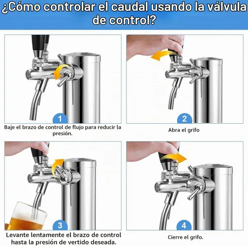 Vista 5 de Torre de cerveza ajustable de doble grifo - Dispensador de tiro premontado