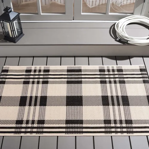 Vista 36 de SAFAVIEH Alfombra Lavable para Exteriores Colección Courtyard - 2'3" x 4', Beige y Azul, Patrón a Cuadros, No Desprende Pelusa y Fácil Limpieza