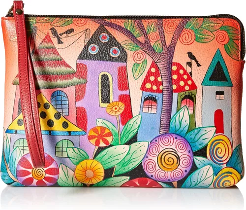 Vista 10 de Anna by Anuschka Bolso de mano pintado a mano de cuero genuino para mujer