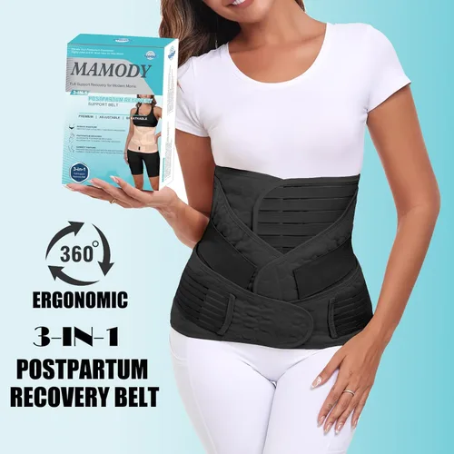 Vista 2 de Banda posparto 3 en 1 para el vientre posparto, cinturón de recuperación posparto, soporte para después del parto, fajas adelgazantes, moldeador