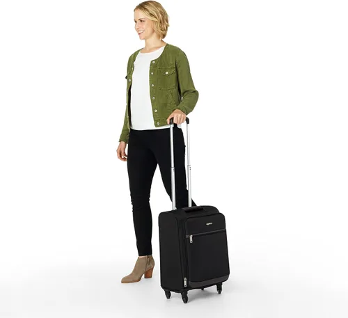 Vista 3 de Tienda Basics Maleta de equipaje giratoria de mano Softside con ruedas, Negro, 21 pulgadas