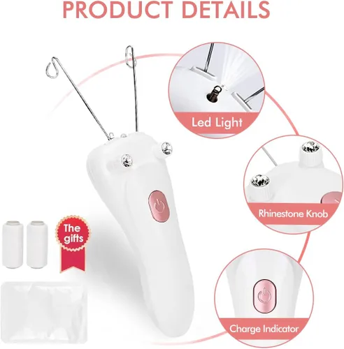 Vista 6 de Removedor de vello facial, depiladora eléctrica inalámbrica para mujer, depiladora de hilo facial, depiladora de belleza para mujer, removedor