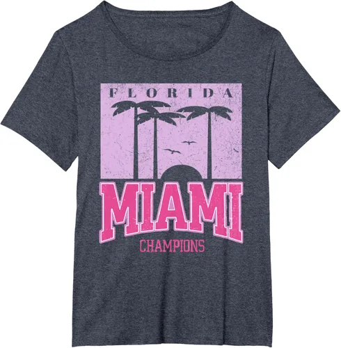 Vista 29 de MIAMI Beach Sunset Camiseta Florida Miami Palm Trees Camiseta Camiseta, Negro
