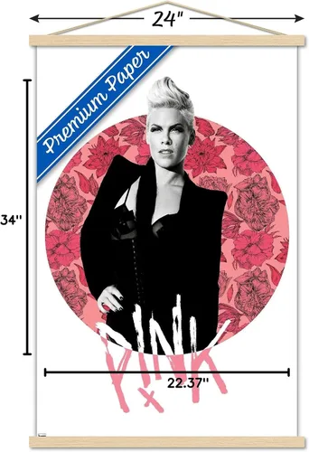 Vista 6 de Trends International P!nk - Póster de pared de flores, 22.37 x 34.00 pulgadas, paquete de impresión premium y colgador de madera de haya