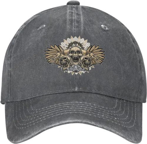 Vista 2 de Cowboy Hat Trendy Hats for Man and Women Djustable Four Season Outdoor Baseball Cap of Hell Skull with Angel Deep Heather