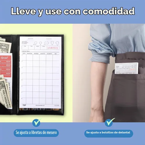 Vista 7 de FMP Brands (500 hojas), bloc de notas de servidor, cheques de invitados para servidores, blocs de pedidos para servidores, blocs de notas de Blanco