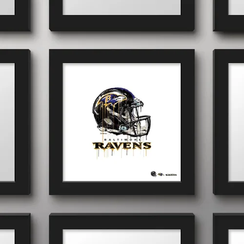 Vista 2 de Trends International Gallery Pops NFL Baltimore Ravens - Póster de pared con casco de goteo, 12.00 x 12.00 pulgadas, versión de marco negro