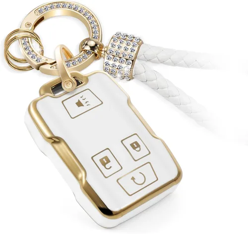 Vista 41 de para llavero de Cadillac con funda de TPU con superficie granulada y cuerda trenzada metálica, funda de llavero mejorada para 2020 en adelante CT4