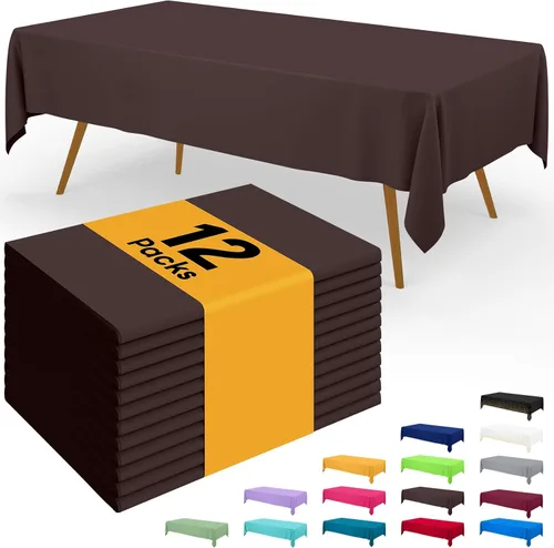 Vista 51 de Smiry - Juego de 6 manteles desechables, 54 x 78 pulgadas, manteles impermeables rectangulares para fiestas, cubierta de mesa de plástico