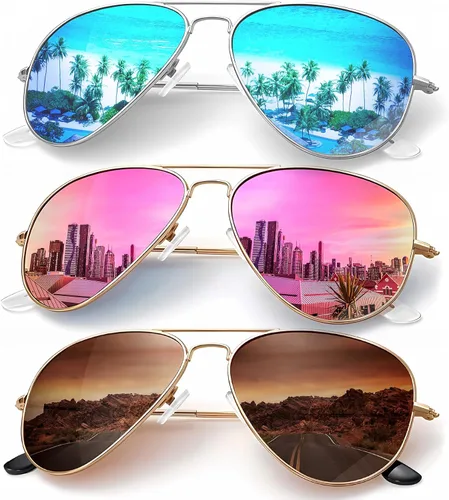 Vista 32 de KALIYADI Classic Aviator Sunglasses for Men Women Driving Sun glasses Polarized Lens UV Blocking Negro