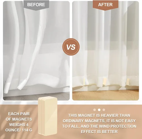 Vista 2 de Copkim 16 piezas de pesos para cortinas de exterior, pesos magnéticos para cortinas resistentes e impermeables para decoración del hogar, cortinas