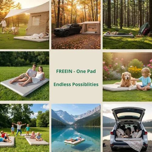Vista 6 de Freein Almohadilla inflable de camping de 4 pulgadas con tecnología de tarifa de cama real, alfombrilla de dormir de alta presión de 7 PSI para SUV