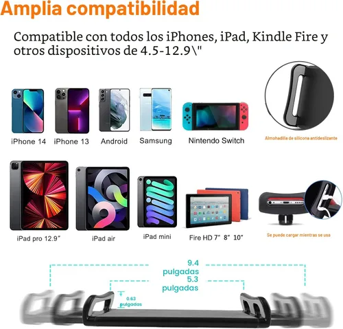 Vista 5 de Soporte para Tableta y Soporte para Teléfono para Cama, Soporte para iPad para Escritorio, Cabecera, Mesita de Noche, Mesa, Compatible con iPhone