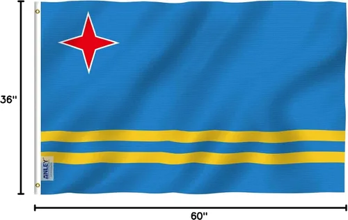 Vista 7 de Anley Fly Breeze - Bandera de Aruba de 3 x 5 pies, color vivo y a prueba de decoloración, cabecera de lona y doble costura, banderas de Aruba