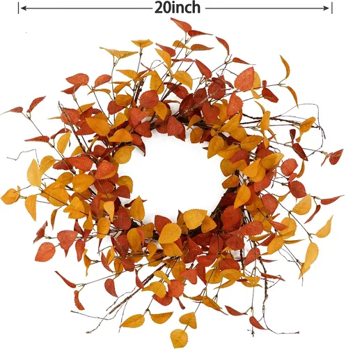 Vista 2 de Coronas de otoño para puerta delantera, corona de eucalipto de otoño, corona de otoño para puerta delantera, interior y exterior, casa de campo
