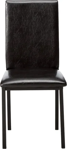 Vista 3 de Roundhill Furniture Noyes - Silla de comedor de piel sintética con marco de metal, juego de 4, color negro