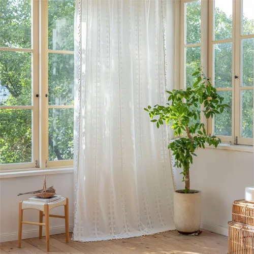 Vista 16 de Sutuo Home - Cortinas bohemias negras de 84 pulgadas de largo para dormitorio y guardería, cortinas de estilo rústico con dobladillo para barra