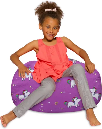 Vista 60 de Posh Creations - Sillón puff para niños, adolescentes y adultos, incluye funda extraíble y lavable a máquina, tamaño mediano de 27 pulgadas, lona