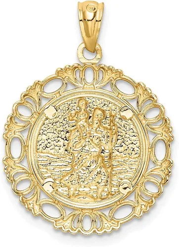 Vista 3 de 14K con medalla de San Cristóbal de rodio de 0.974in, 0.709in, estilo C4714, Metal, no conocido