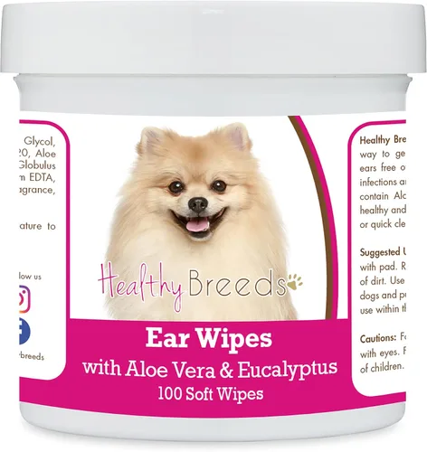 Vista 137 de Healthy Breeds Affenpinscher Toallitas de limpieza de oídos con aloe y eucalipto para perros, 100