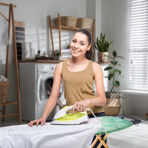 Vista 3 de Bartnelli Pro Luxury - Tabla de planchar con patas de madera de haya extra anchas de 51x19 pulgadas, con soporte para plancha de vapor de alta