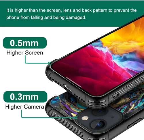 Vista 2 de ZHEGAILIAN Funda compatible con iPhone 15, fundas de caballo de baile de cristal de colores, parte trasera de vidrio templado+funda protectora
