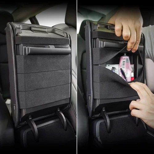Vista 5 de KMMOTORS Funda para consola central modelo Y, modelo 3 negro básico, cojín para reposabrazos, protector de consola, cuero vegano, accesorios