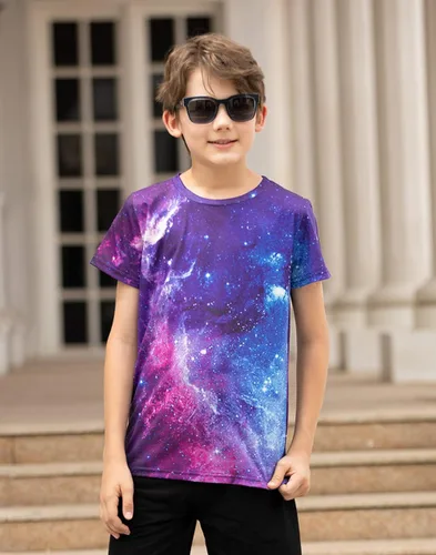 Vista 2 de Funnycokid Camisetas gráficas para niños y niñas, color neón, manga corta, estampado animal, 4-16 años