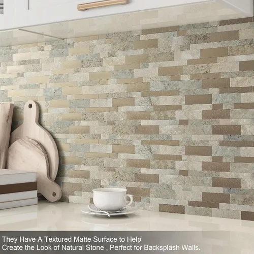 Vista 4 de BeNice Backsplash - Azulejos de pared despegar y pegar para cocina, adhesivos lineales de mosaico estilo metro autoadhesivos impermeables para baño