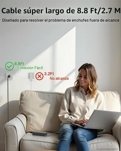 Vista 3 de Cargador universal USB-C para laptop de 100 W compatible con Lenovo, Acer, HP, Dell, MacBook, ASUS, Samsung, Google y más computadoras tipo C