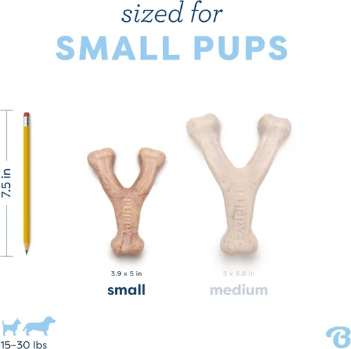 Vista 4 de Benebone Puppy Wishbone - Juguete masticable para perro, fabricado en Estados Unidos, sabor a tocino real, pequeño