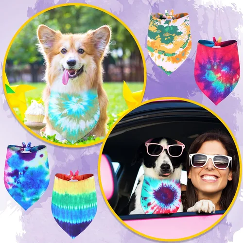 Vista 4 de Silkfly 50 bandanas de verano para perros, bufandas para mascotas, para salón de aseo, triangular, lavable, babero, pañuelo, para fiestas