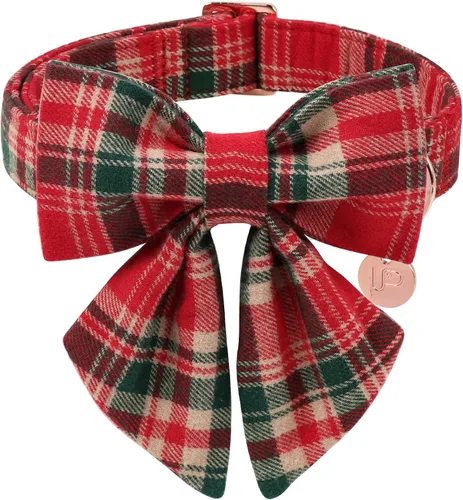 Vista 13 de Collar de Navidad para perro con pajarita, collar de Navidad para cachorros, hembras, machos, perros o gatos, collares con lazo con hebilla de metal