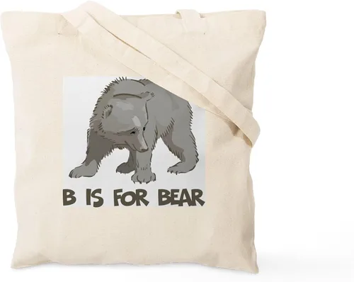 Vista 2 de CafePress B is for Bear Tote Bag Bolsa de asas de lona natural, bolsa de compras reutilizable