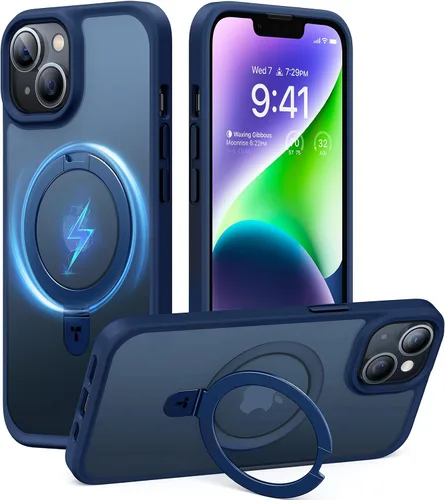 Vista 23 de TORRAS Funda magnética con función atril para iPhone 13/iPhone 14 [compatible con MagSafe], soporte resistente y versátil, grado militar, a prueba