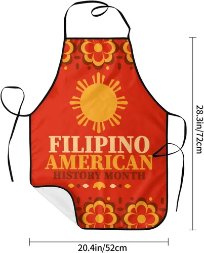 Vista 2 de Delantal del Mes de la Herencia Americana Filipina para mujeres y hombres, para hornear a la parrilla, jardinería, cocina, aseo, barbacoa, cocina