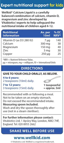 Vista 4 de Wellkid por Vitabiotics Calcio Líquido 5.1 fl oz