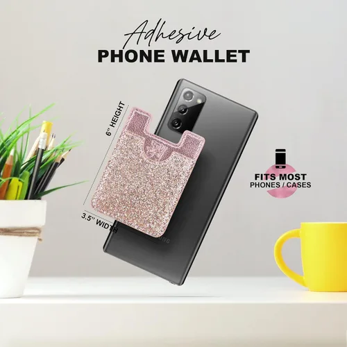 Vista 7 de Glitter Koala Pouch - Soporte para tarjetas de teléfono, billetera adhesiva (negro)