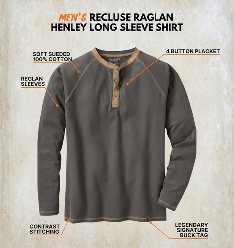 Vista 11 de Legendary Whitetails Recluse Henley - Camiseta de manga larga para hombre