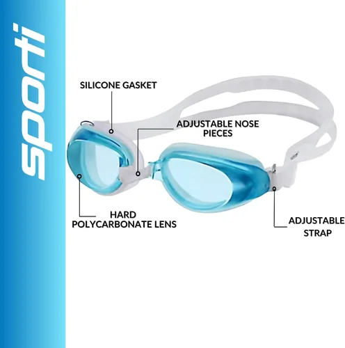 Vista 2 de Sporti Gafas de natación unisex para niños, gafas de natación para niños, seguridad para piscina, playa, protección UV antiniebla, varios diseños