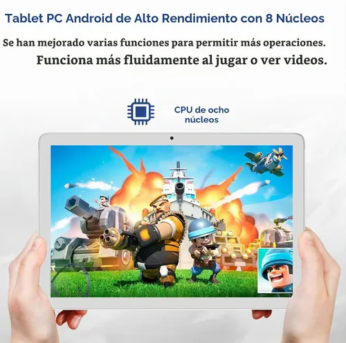 Vista 4 de Tablet 10.1 pulgadas 128 Almacenamiento+1TB Expandir 2 en 1 Tabletas Android, Tablet con funda de teclado Mouse, 5G Dual WiFi, GPS, Octa Core