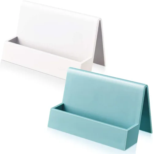 Vista 9 de Zonon Tarjetero de 2 piezas para escritorio, moderno, de plástico, para tarjetas de presentación, soporte creativo y lindo para nombres, para mesa