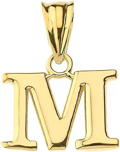 Vista 6 de Colgante de oro amarillo de 10 quilates con inicial A-Z con dije fino de 1/2 pulgada – Elección de letra inicial