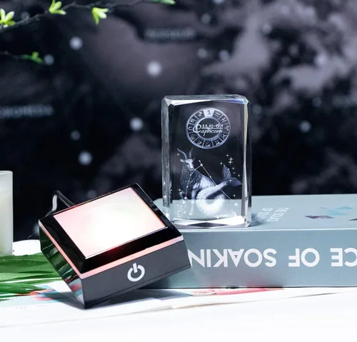 Vista 3 de Regalos de astrología del zodiaco Capricornio con cristales 3D para mujeres y hombres, figura de cristal de Capricornio, decoración de constelación