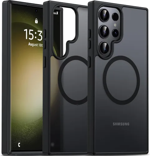 Vista 67 de Oterkin Funda magnética para Samsung Galaxy A17 mate, funda de teléfono A17 compatible con MagSafe esmerilada, translúcida, a prueba de golpes Negro