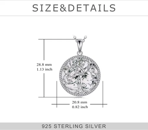 Vista 5 de Collar de árbol de la vida de plata de ley con colgante de árbol genealógico para madre y abuela
