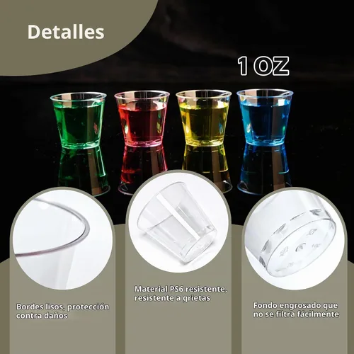 Vista 5 de Byvivace - 1000 vasos de chupito de plástico duro transparente de 1 onza, mini vasos de chupito para tequila, whisky, vodka y licor, taza pequeña