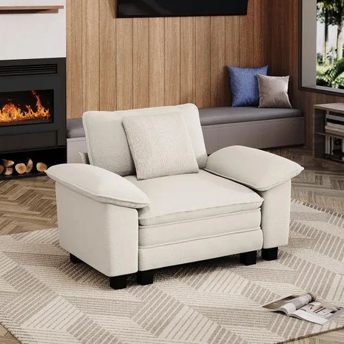 Vista 43 de Sofá seccional en forma de U de 123 pulgadas con cojines tipo nube, juego de sofá modular de asiento profundo con 5 asientos y 2 otomanos, brazos